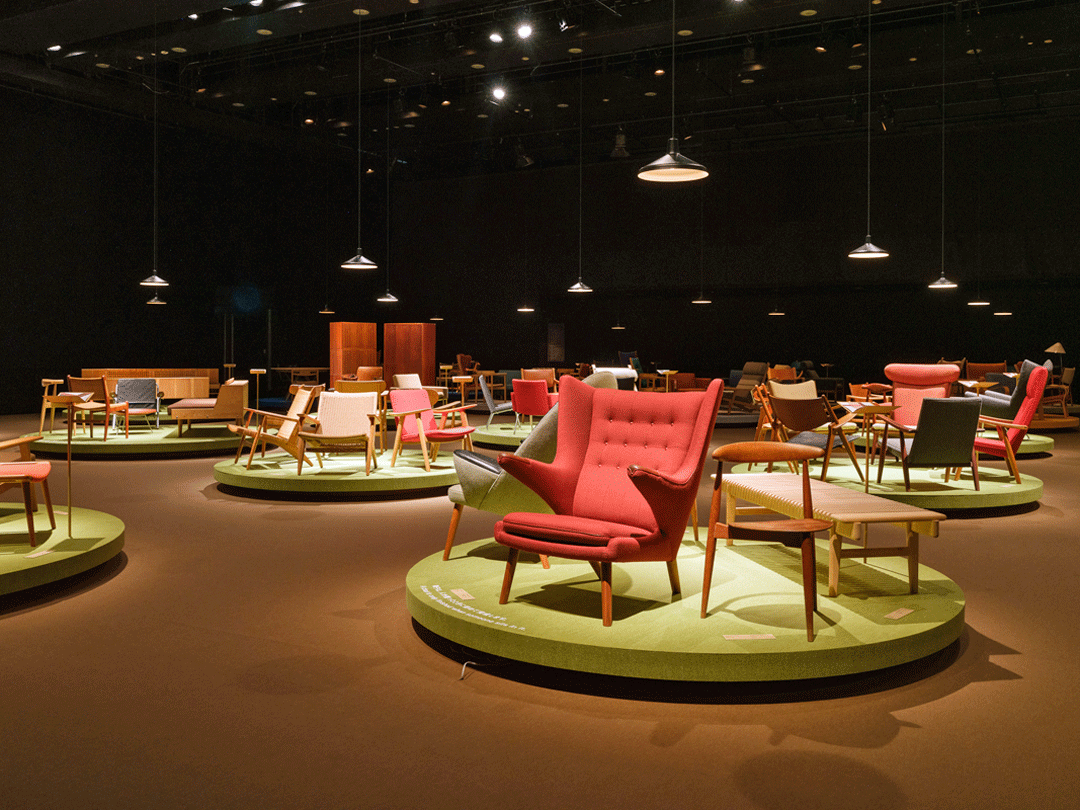 "Hans Wegner Exhibition" at Shibuya Hikarie, featuring 200 classic Scandinavian chairs