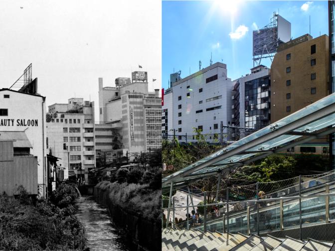 View of Shibuya Station from Miyashita Park